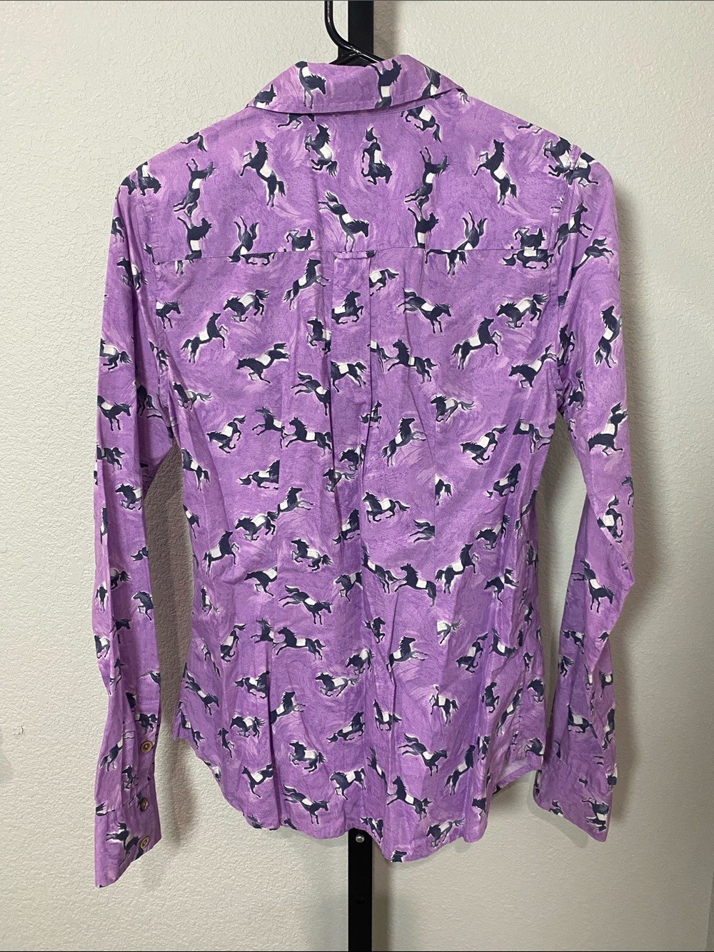 Odille Anthropolie Purple Horse Print Button-Down Shirt - Picture 3 of 7